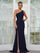 Formal Dresses Long Floral Fitted Formal Dress Navy