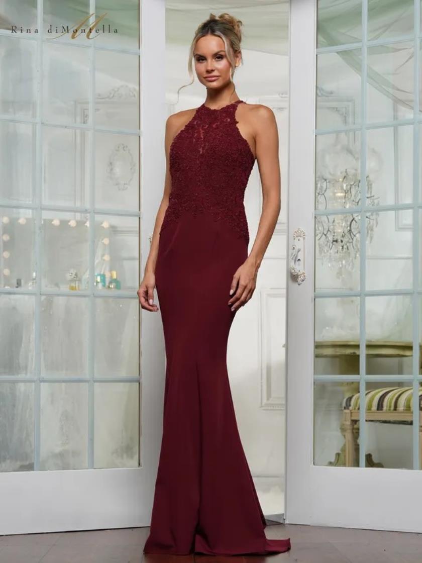 Rina di Montella RD3243 Lace Formal Fitted Long Evening Dress