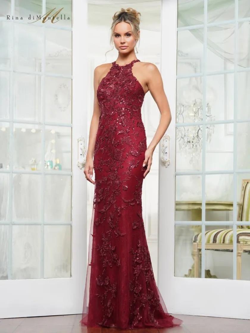 Rina di Montella RD3247 Beaded Long Fitted Formal Prom Dress