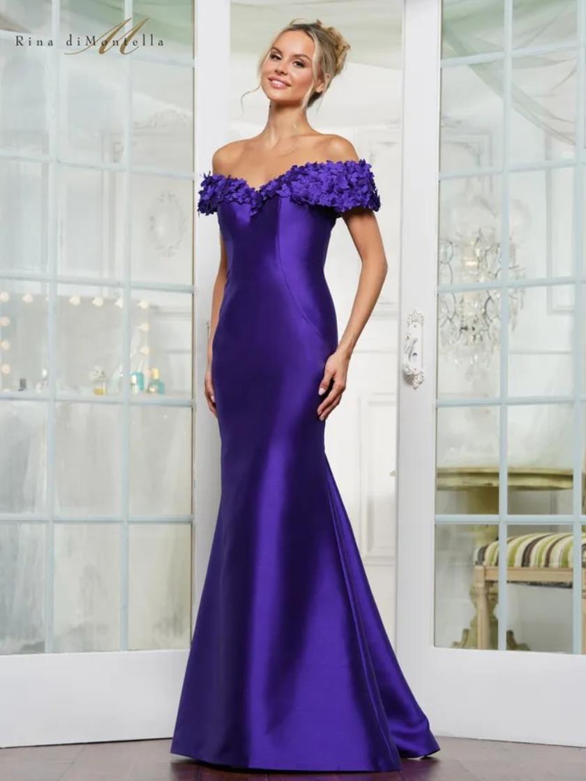 Rina di Montella RD3254 Long 3D Floral Fitted Formal Dress The Dress Outlet Rina di Montella RD3254 Long 3D Floral Fitted Formal Dress The Dress Outlet