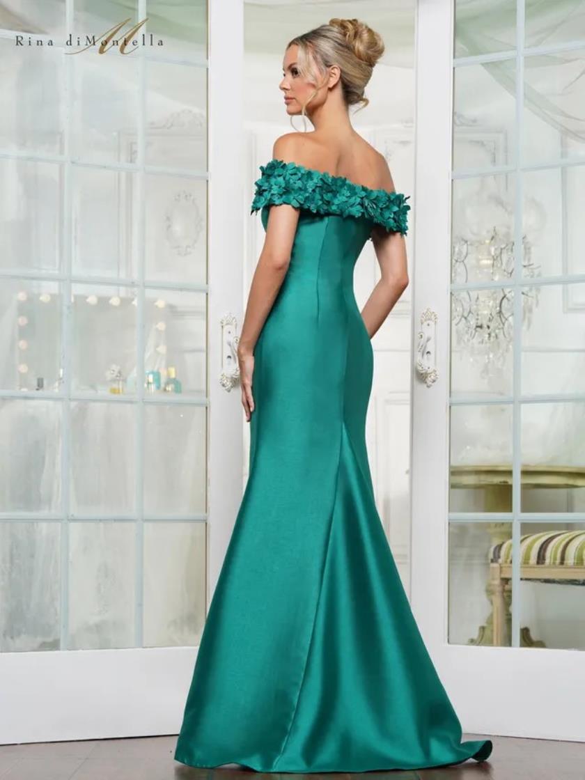 Rina di Montella RD3254 Long 3D Floral Fitted Formal Dress