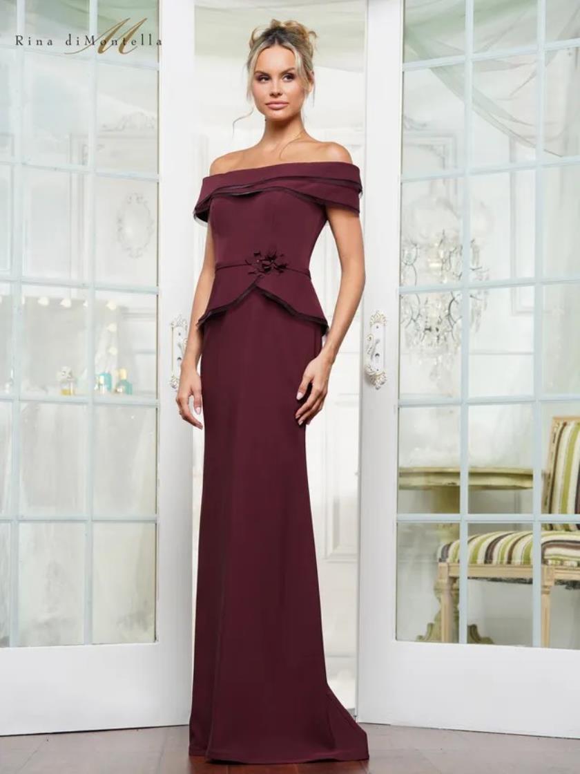 Rina di Montella RD3256 Fitted Long Formal Peplum Dress