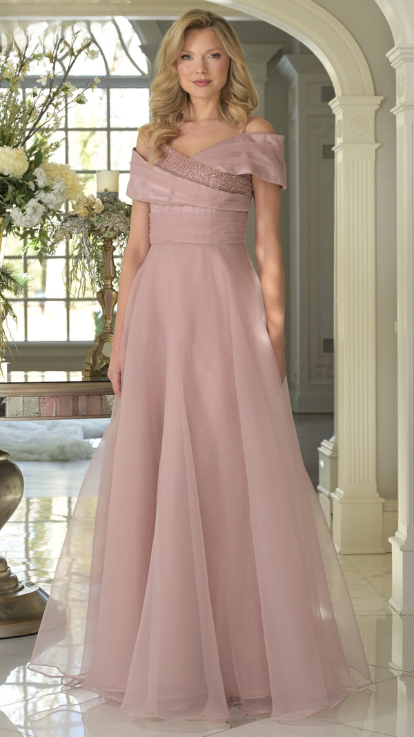 Rina di Montella RD3303 A Line Beaded Long Formal Evening Dress