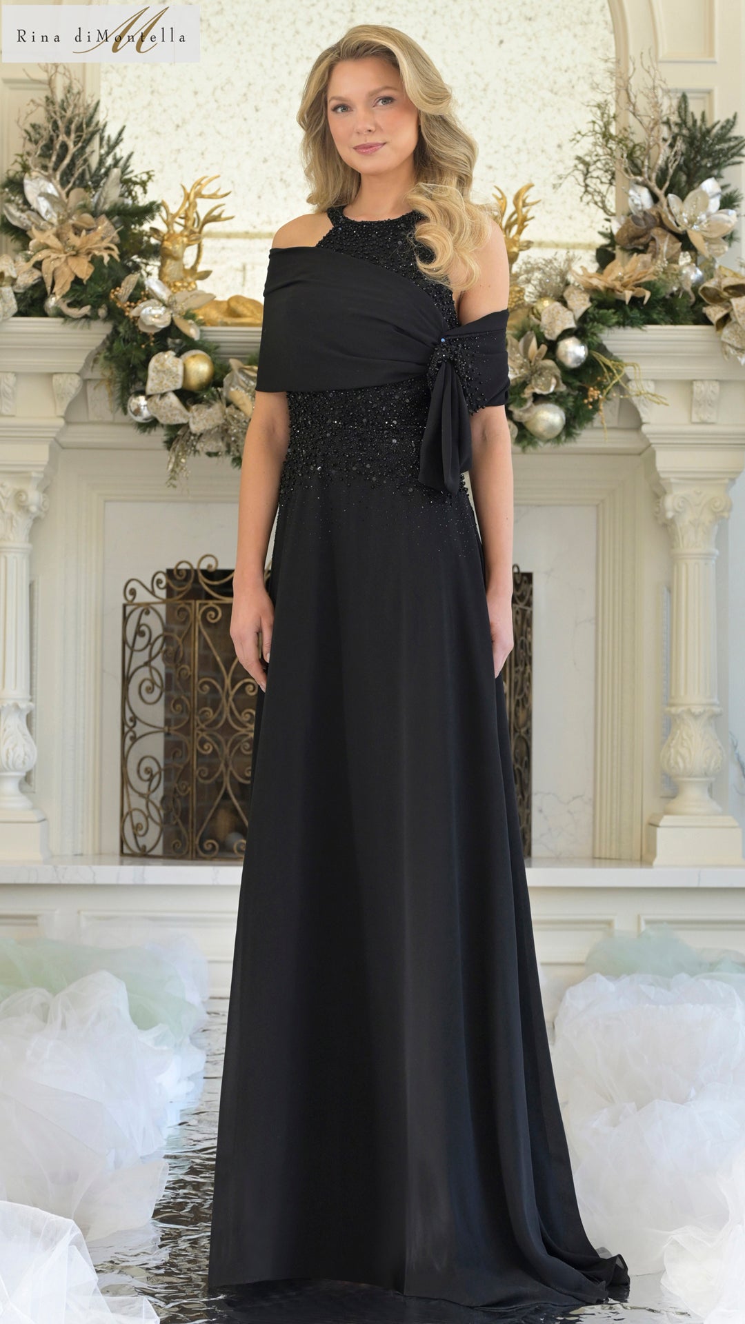 Rina di Montella RD3304 Long Formal Pleated Evening Dress