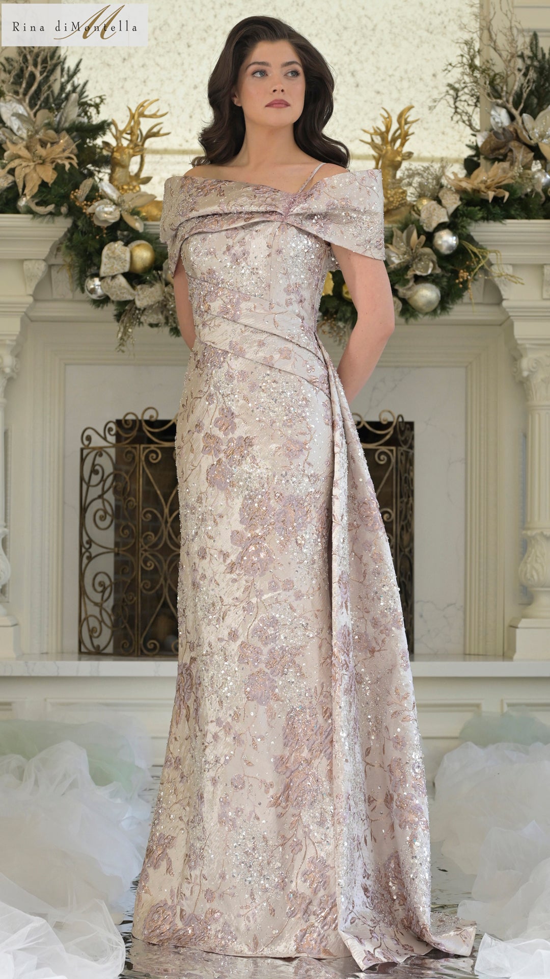 Rina di Montella RD3306 Long Formal Pleated Evening Dress