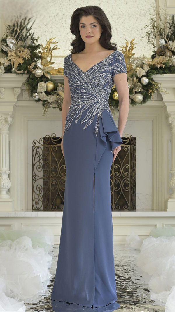 Rina di Montella 3323 Long Formal Ruffle Evening Mother of the Bride Dress