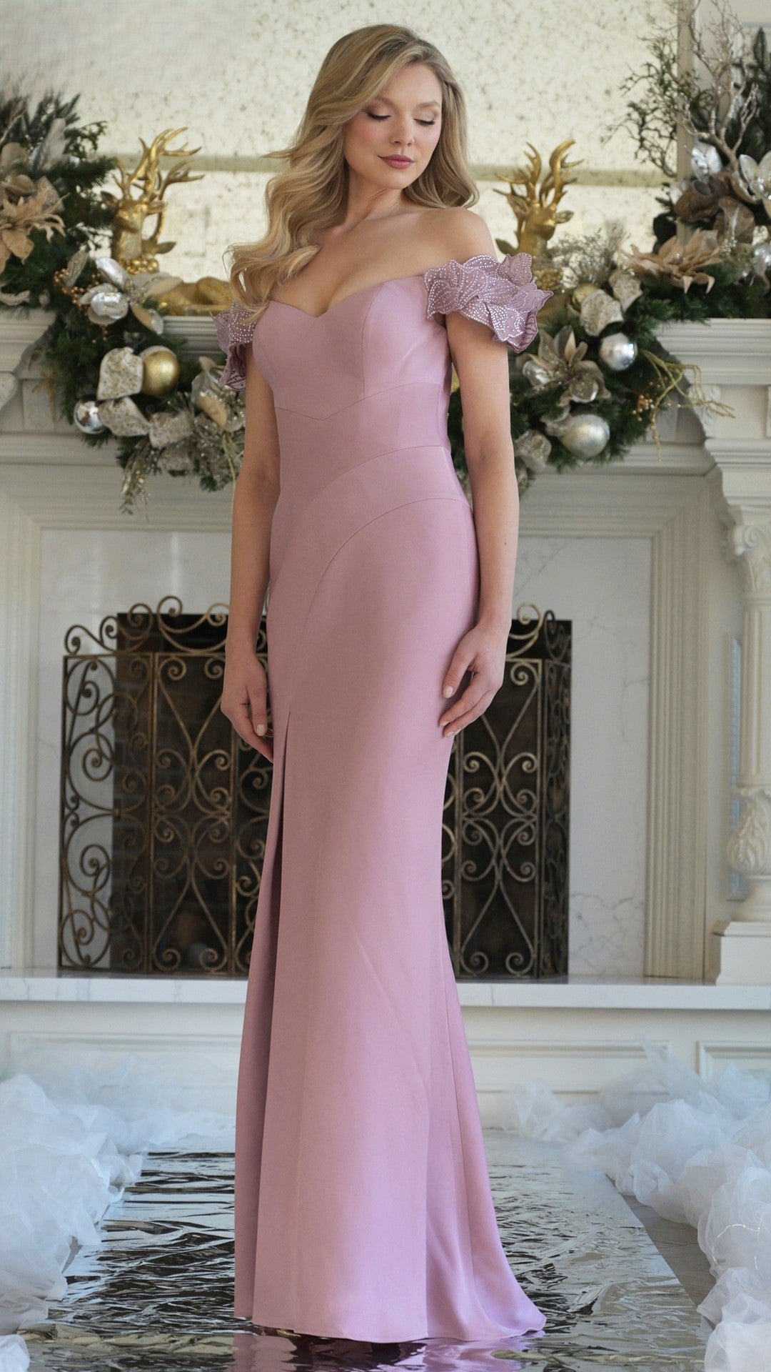 Prom Dresses Fitted Long Evening Formal Prom Dress Rose