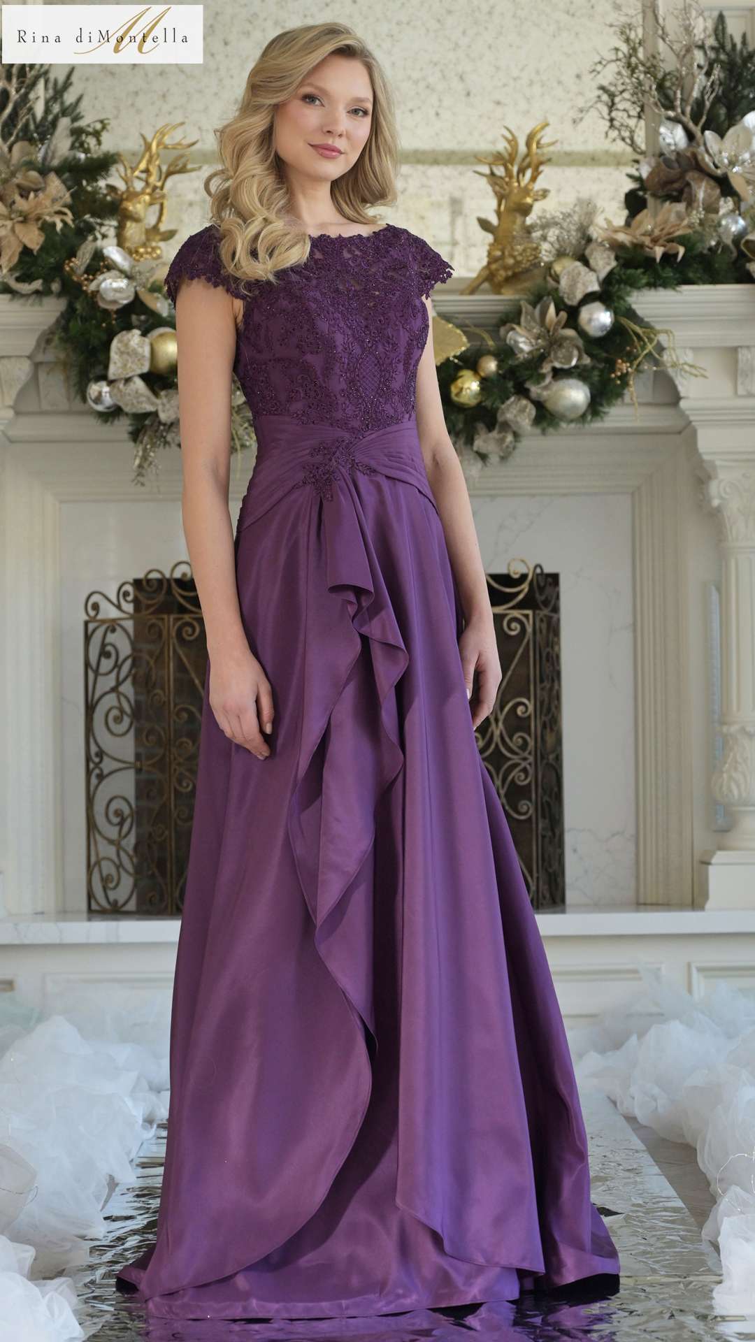 Rina Di Montella 3327 Long Formal A Line Mother of the Bride Dress