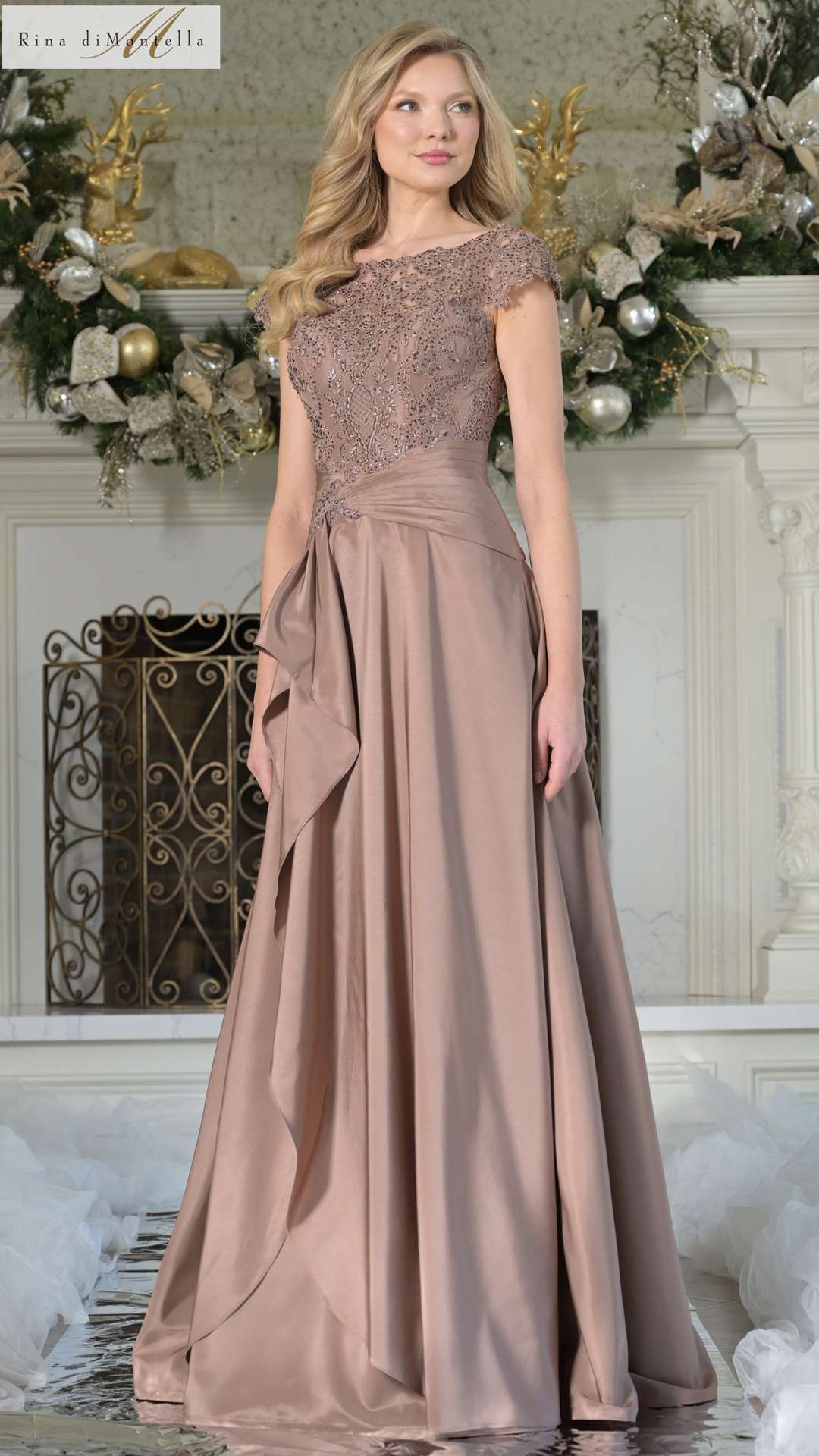 Rina Di Montella 3327 Long Formal A Line Mother of the Bride Dress