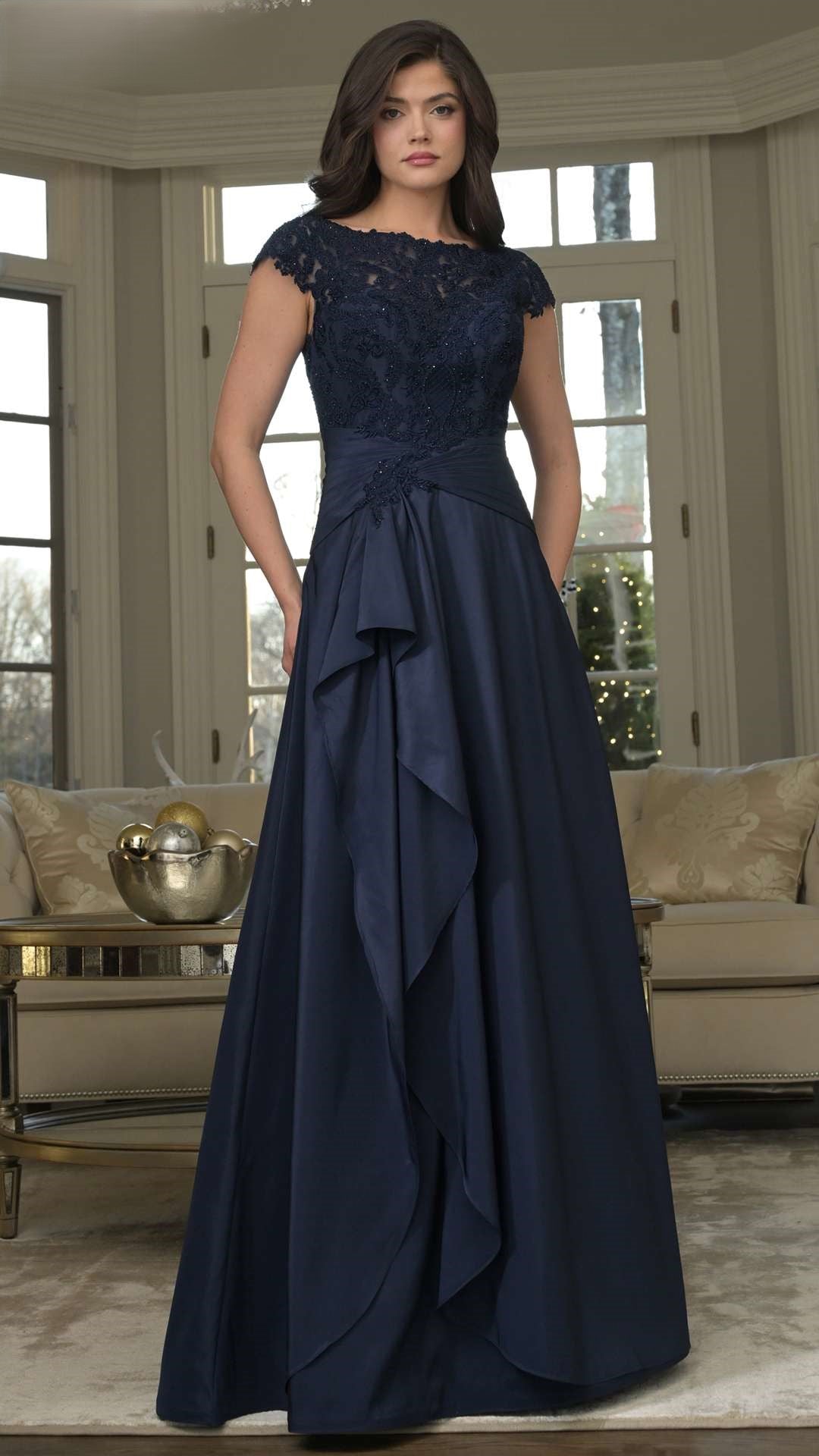 Mother of the Bride Dresses Long Formal A Line Mother of the Bride Dress Navy