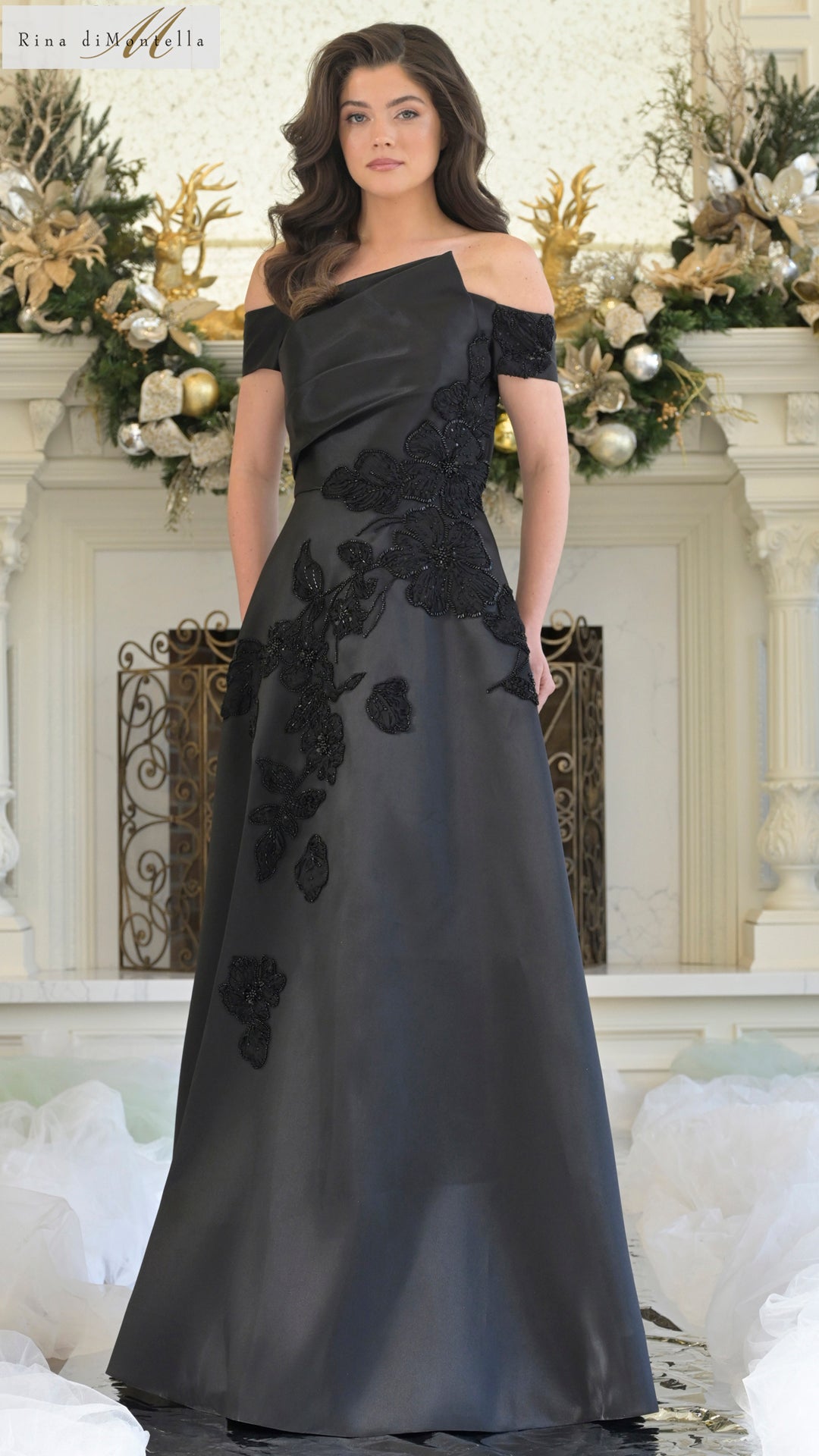 Rina di Montella RD3344 Long Evening Formal Pleated Dress
