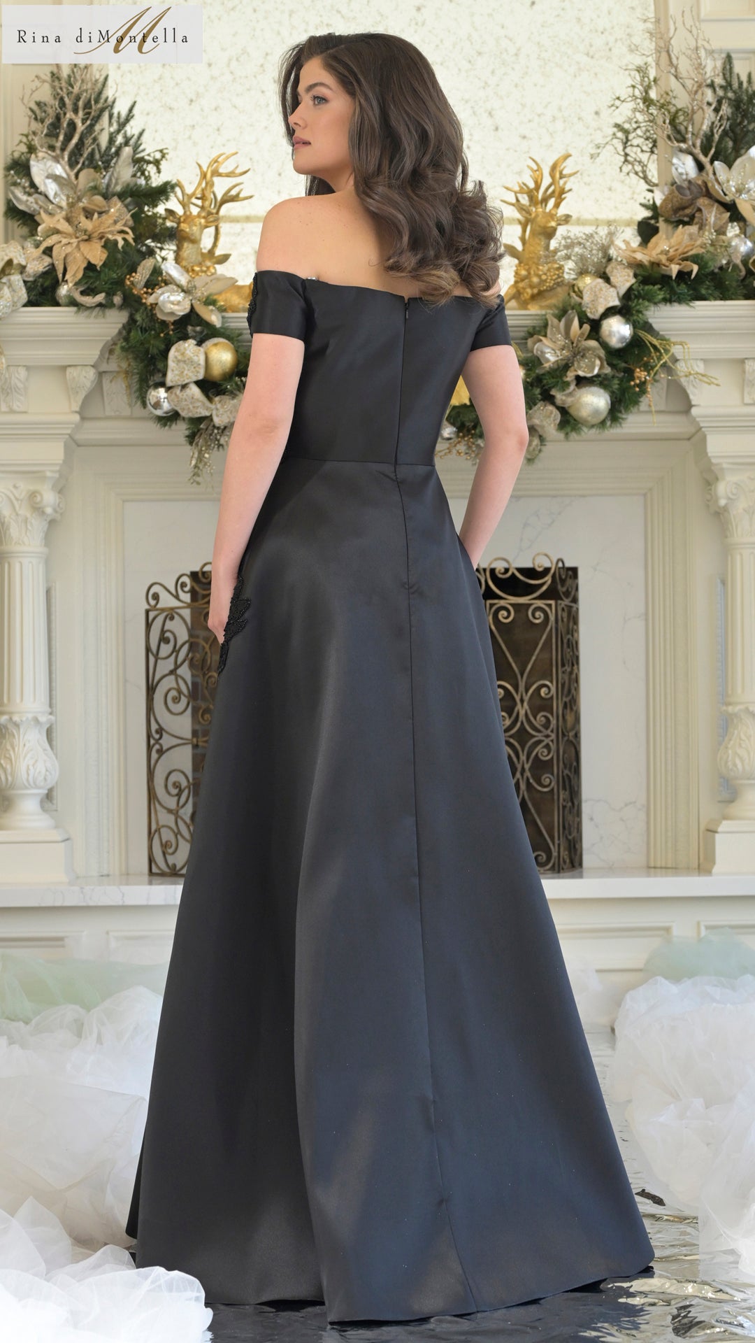 Rina di Montella RD3344 Long Evening Formal Pleated Dress