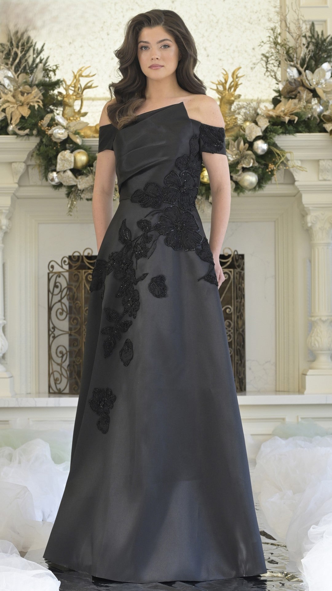 Formal Dresses Long Evening Formal Pleated Dress Black