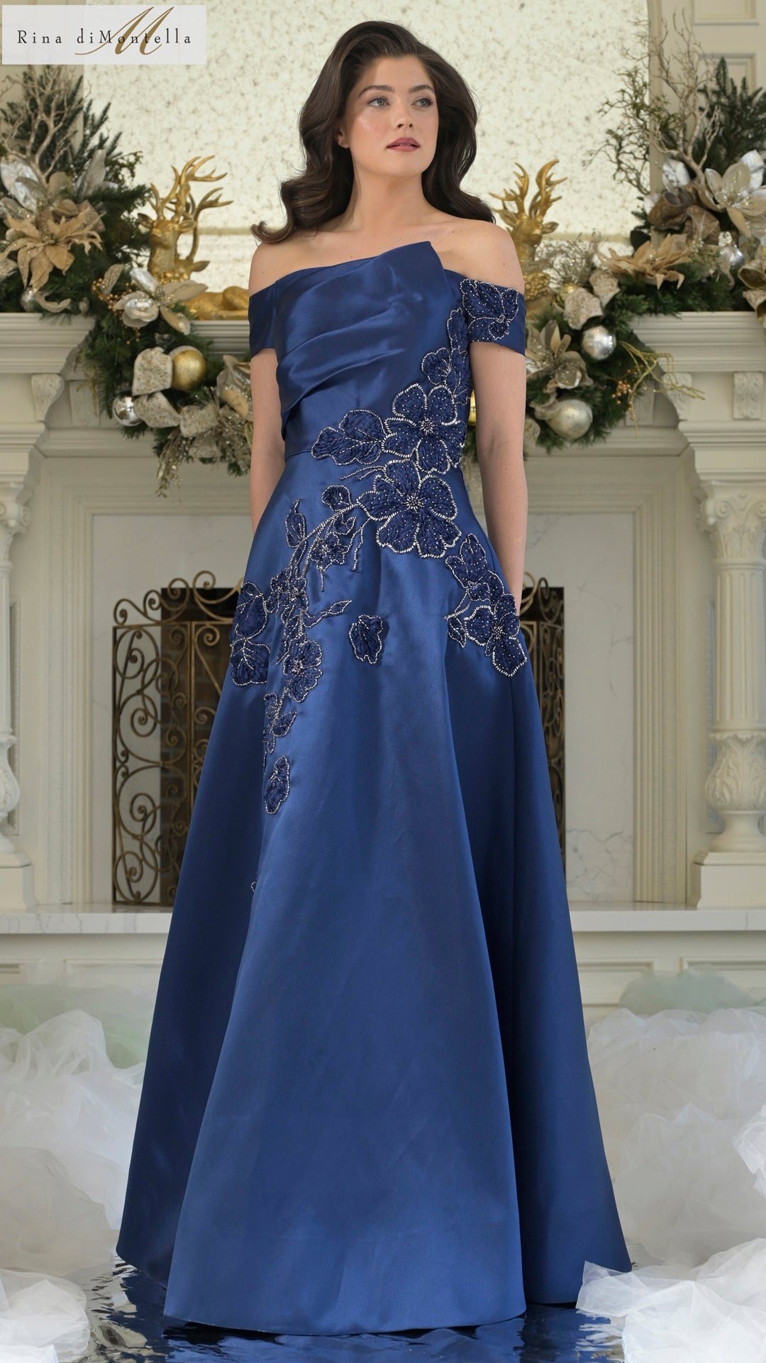 Rina di Montella RD3344 Long Evening Formal Pleated Dress