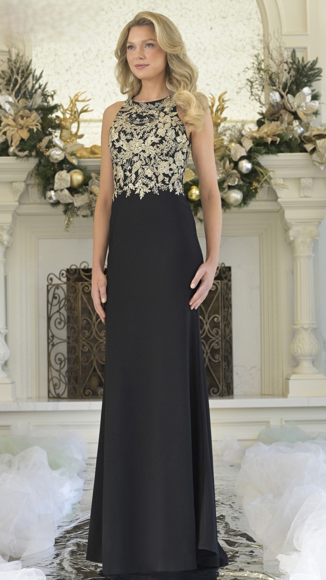 Formal Dresses Fitted Formal Long Evening Dress Black Gold