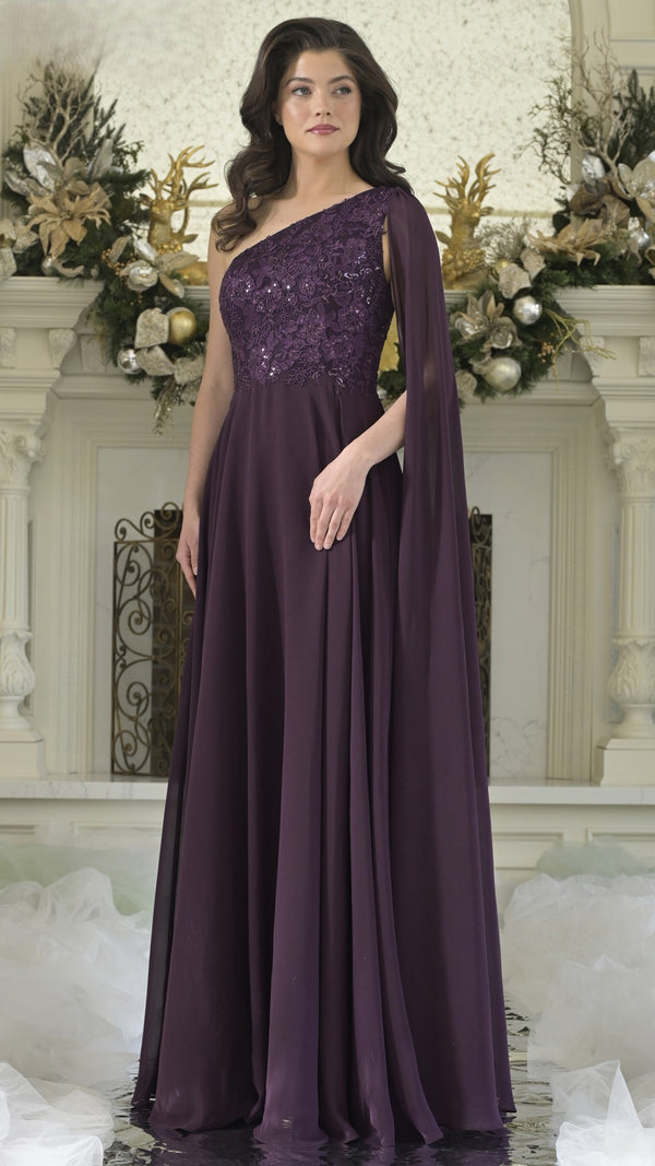 Rina di Montella RD3354 Long A Line Formal Pleated Evening Dress
