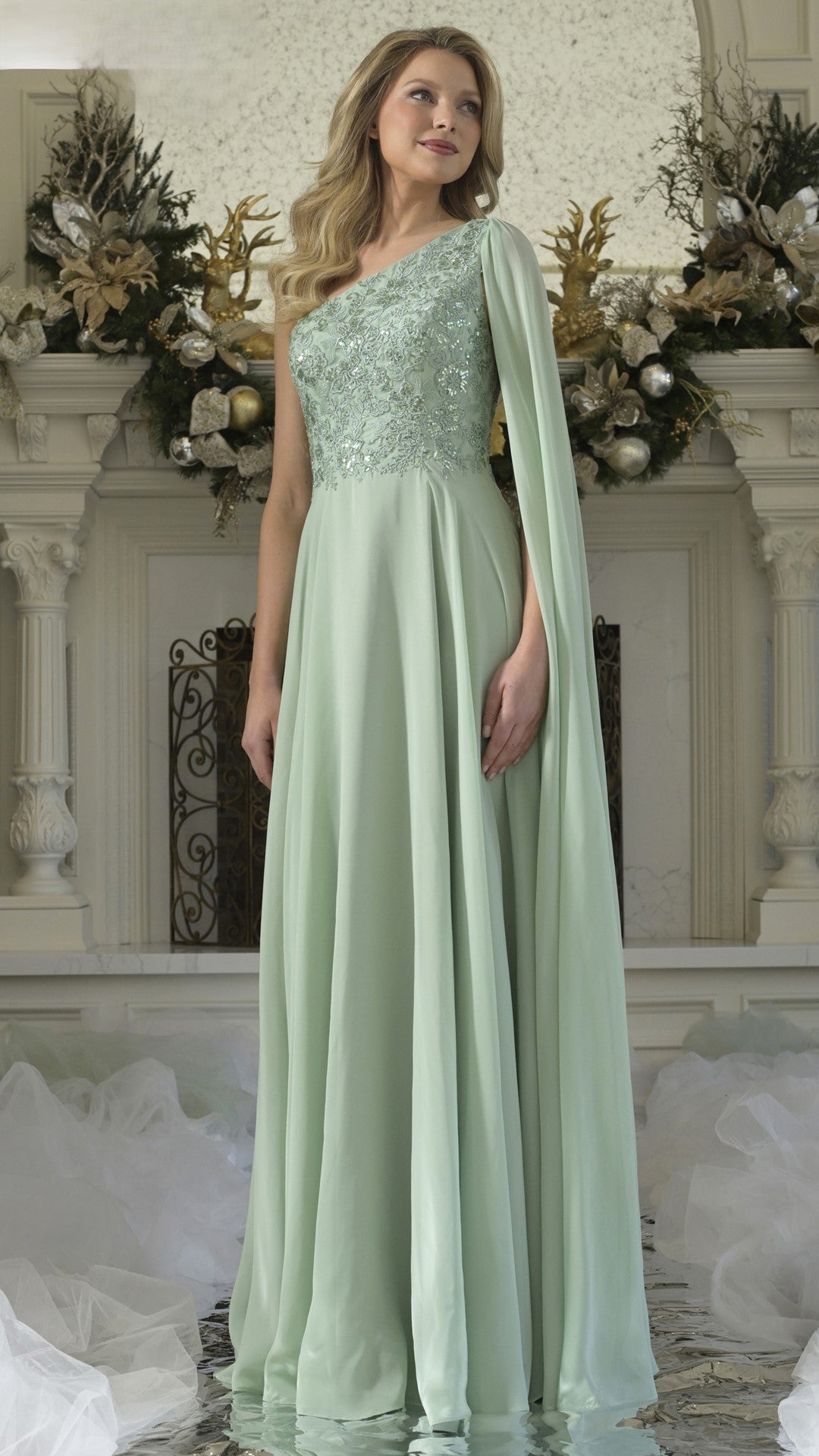 Formal Dresses Long A Line Formal Pleated Evening Dress Light Sage