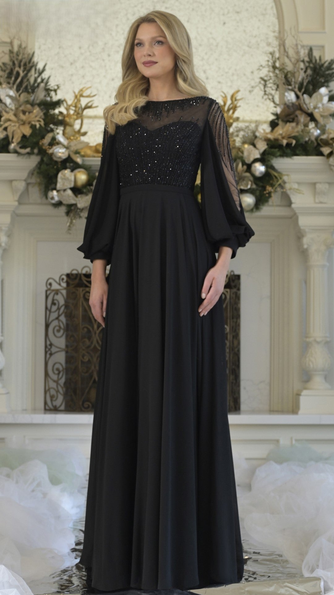 Mother of the Bride Dresses Long A Line Mother of the Bride Beaded Dress Black