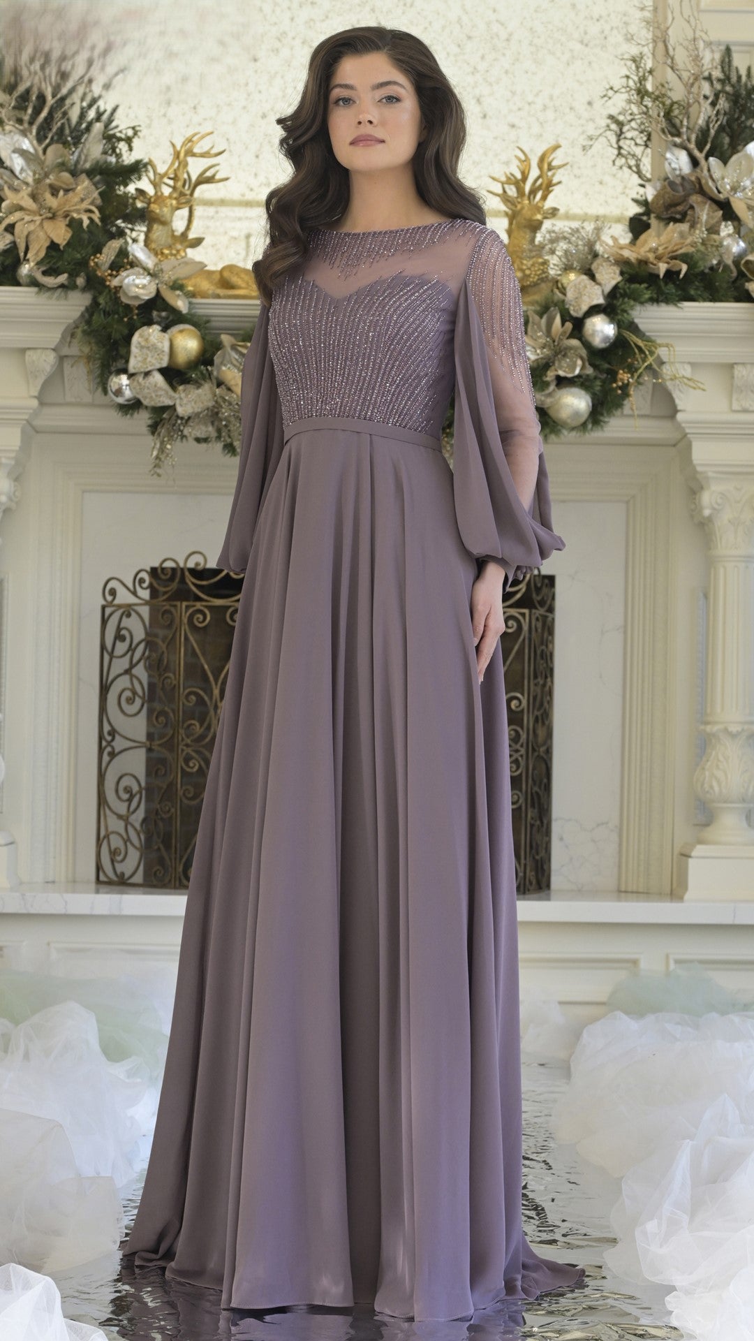 Mother of the Bride Dresses Long A Line Mother of the Bride Beaded Dress Victorian Lilac