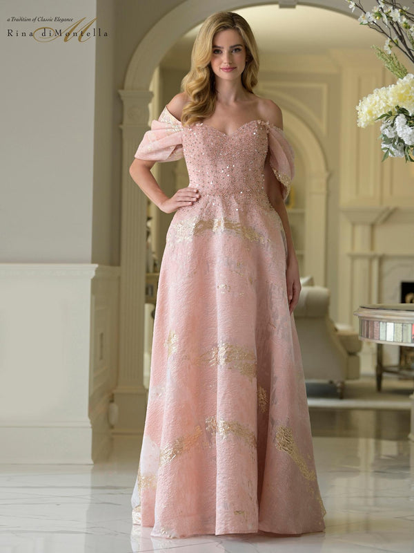 Rina di Montella RD3405 Long Formal Beaded A Line Evening Dress