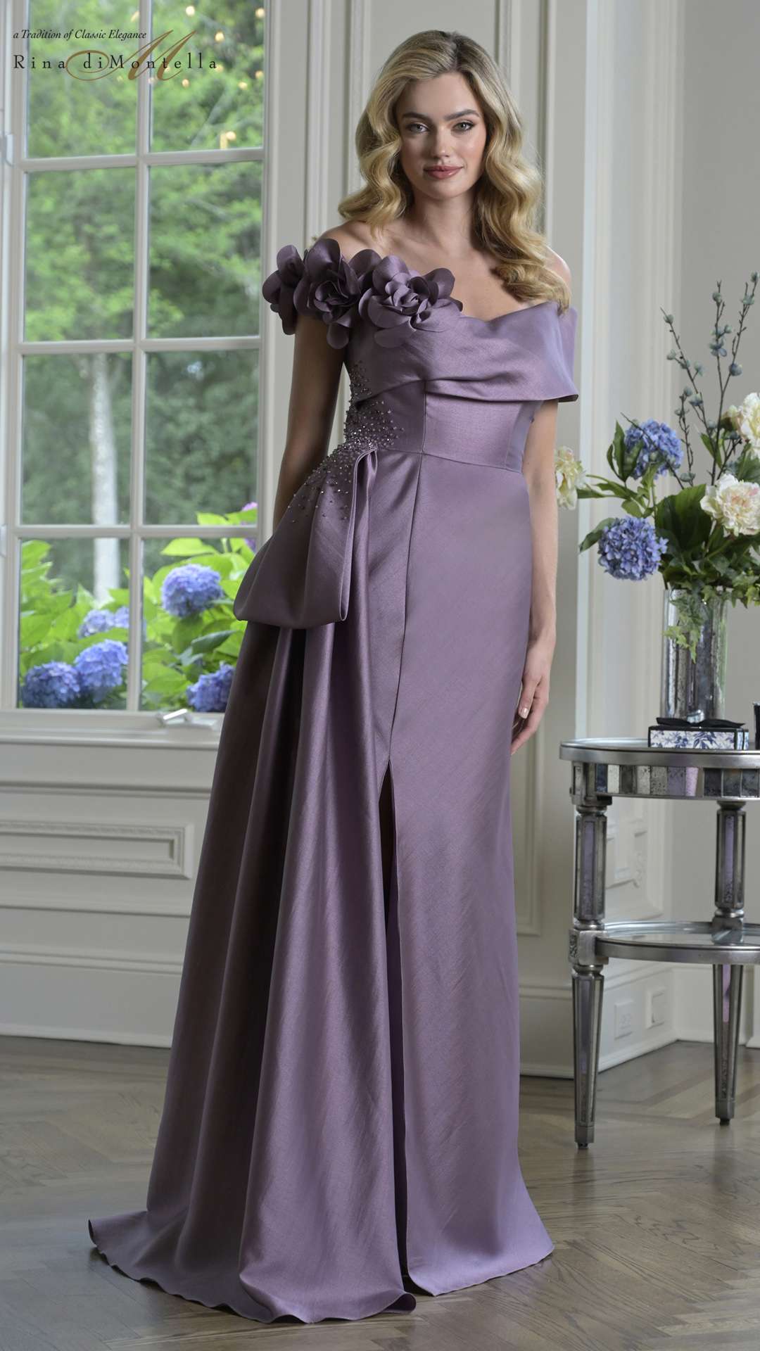 Prom Dresses Long Formal Fitted 3D Floral Prom Dress Victorian Lilac