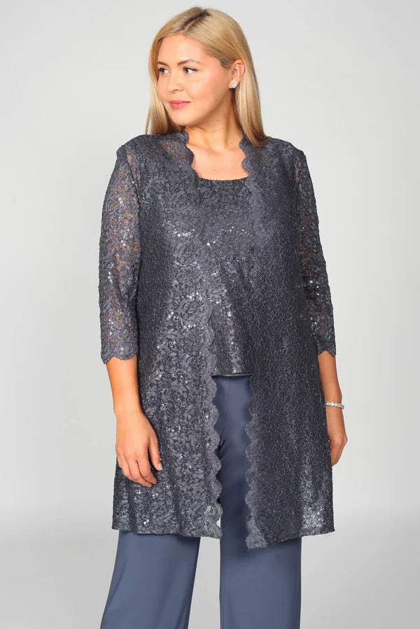 Metallic Lace Pant Suit R&M Richards 1993