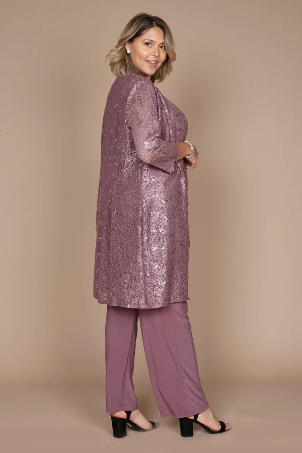 Metallic Lace Pant Suit R&M Richards 1993