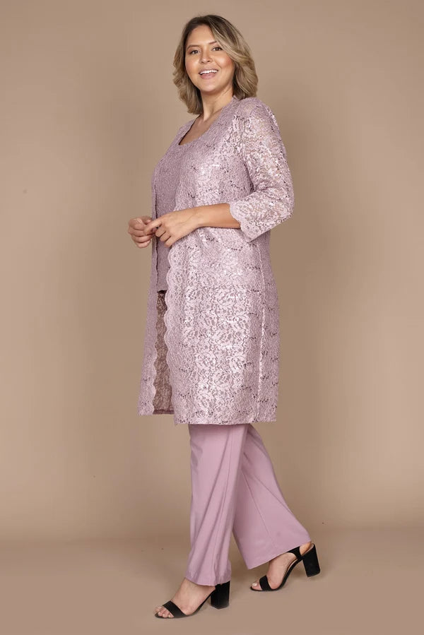 Metallic Lace Pant Suit R&M Richards 1993