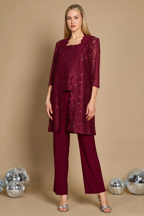 Metallic Lace Pant Suit R&M Richards 1993