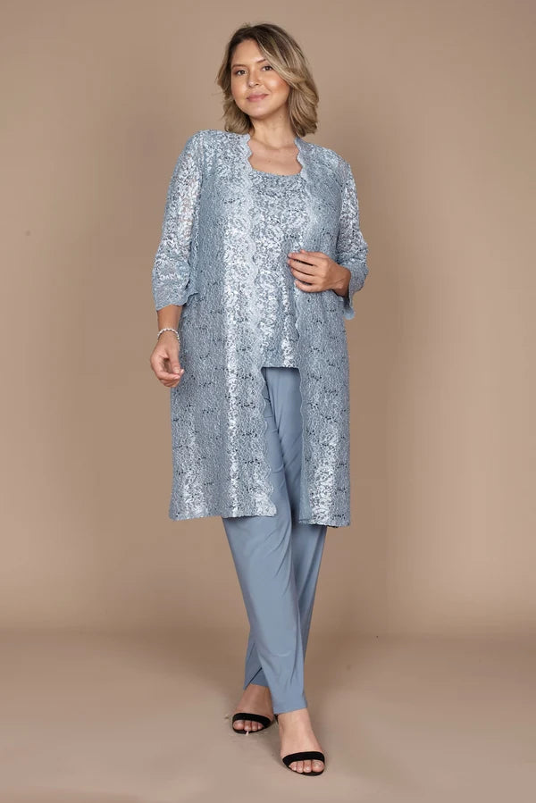Metallic Lace Pant Suit R&M Richards 1993