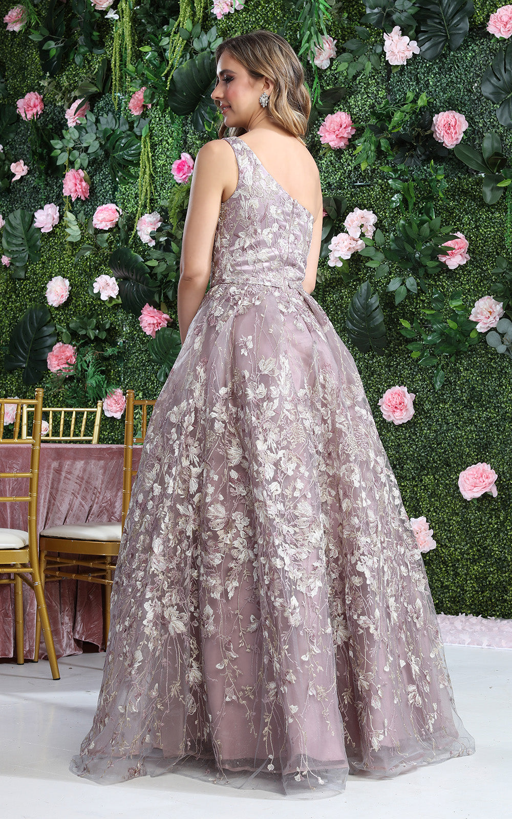 One-Shoulder Floor-Length Tulle Prom Ball Gown May Queen RQ8057