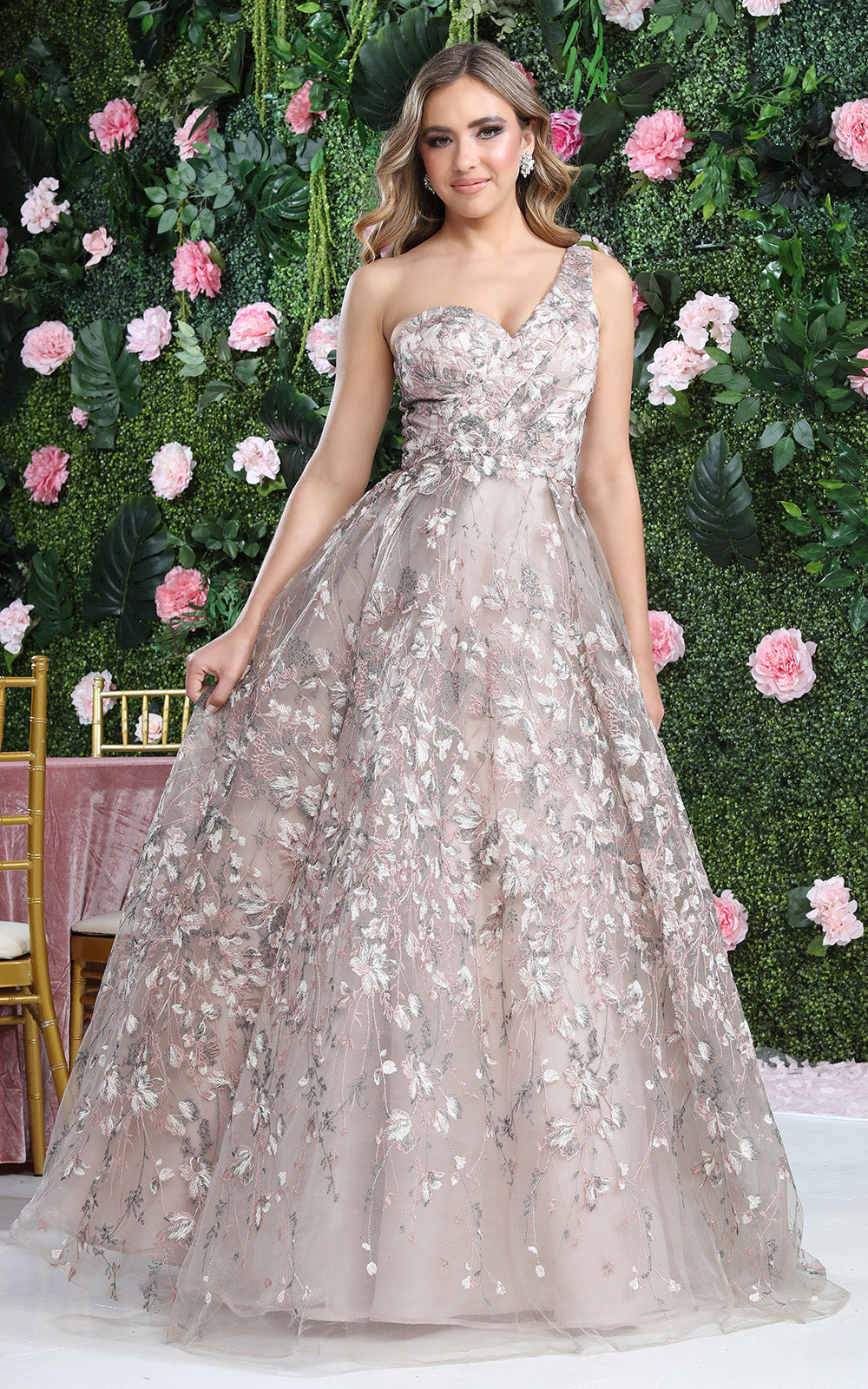 One-Shoulder Floor-Length Tulle Prom Ball Gown May Queen RQ8057