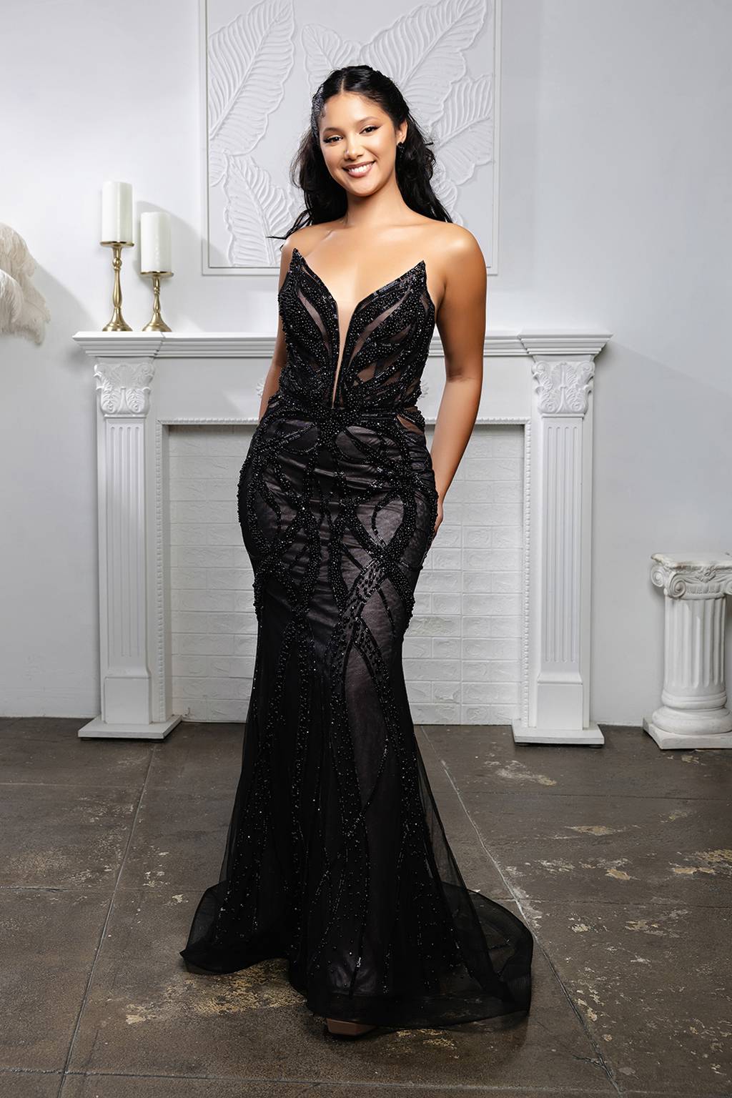 V-Neck Floor-Length Tulle Prom Mermaid May Queen RQ8211