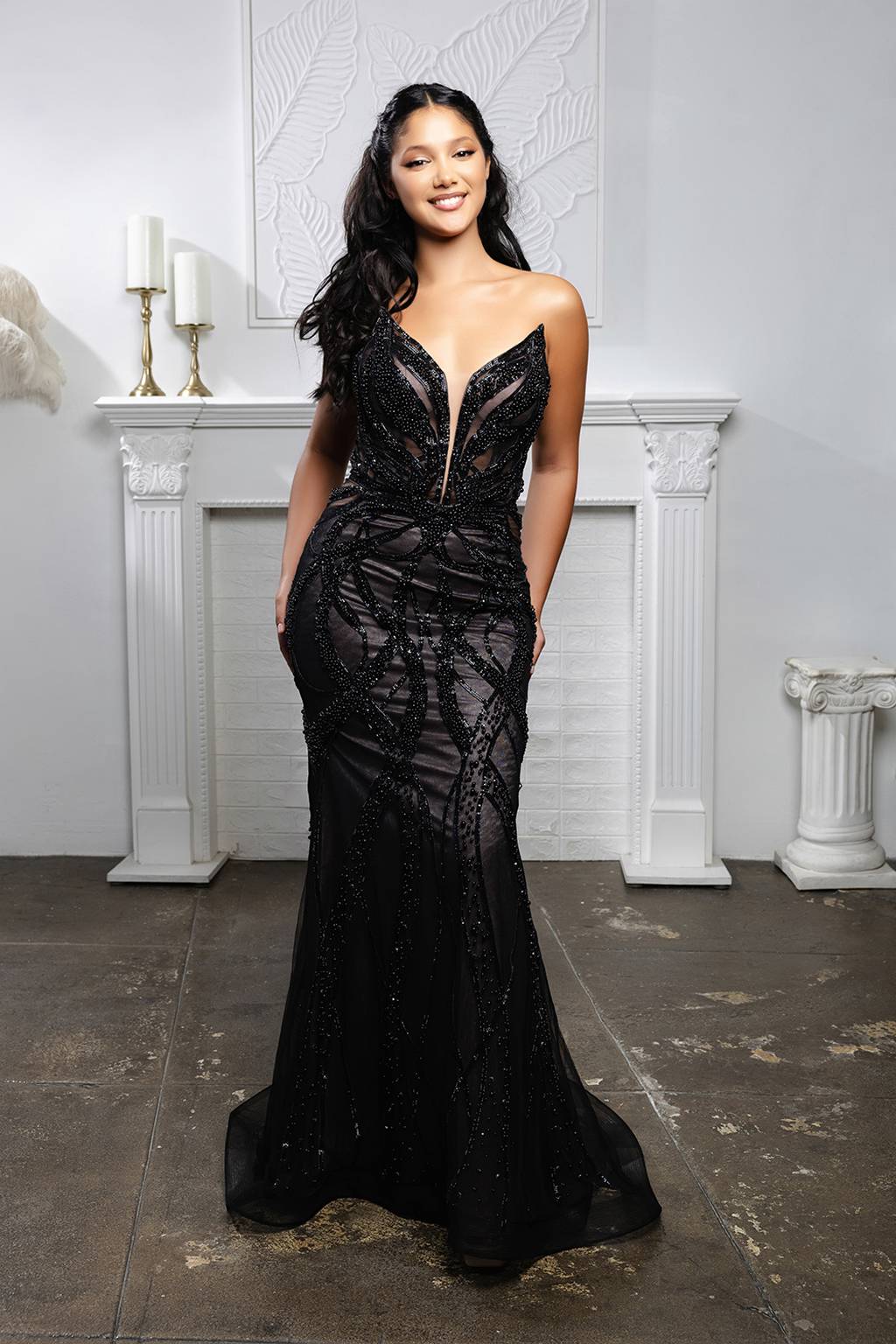 V-Neck Floor-Length Tulle Prom Mermaid May Queen RQ8211