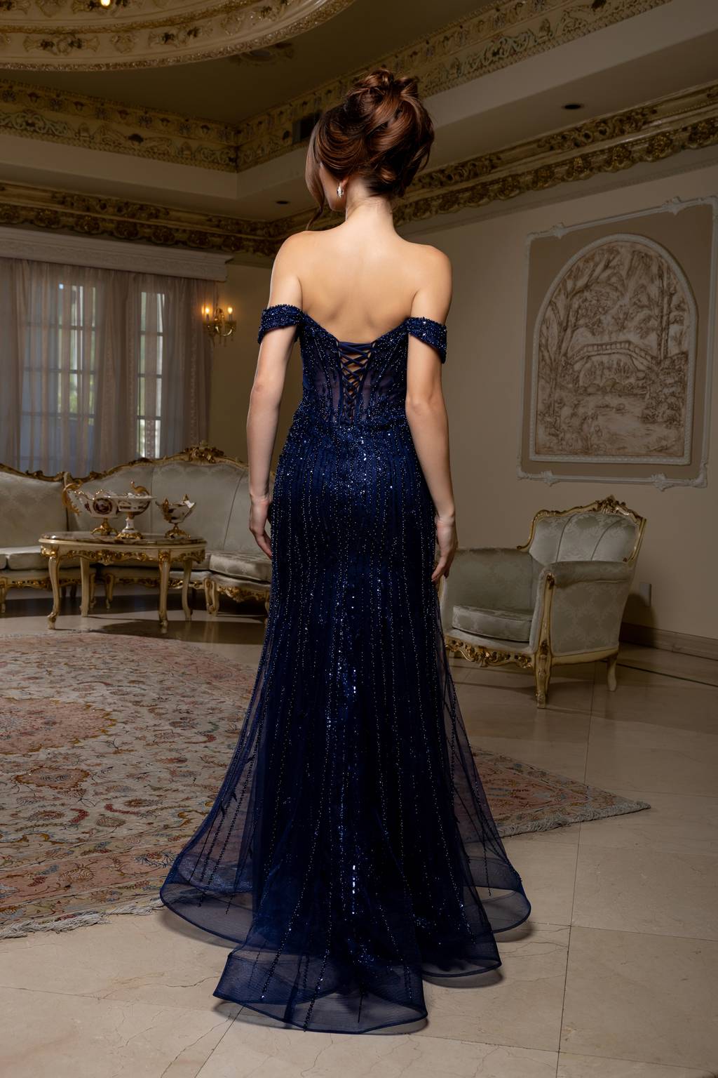 Off-the-Shoulder Floor-Length Tulle Prom Mermaid Trumpet May Queen RQ8233