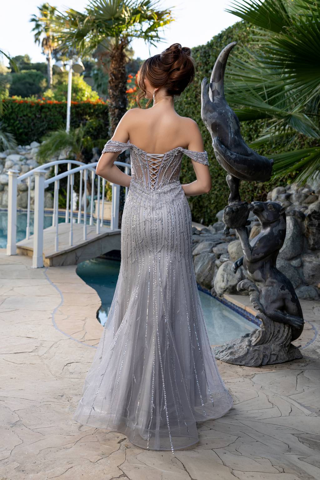 Off-the-Shoulder Floor-Length Tulle Prom Mermaid Trumpet May Queen RQ8233