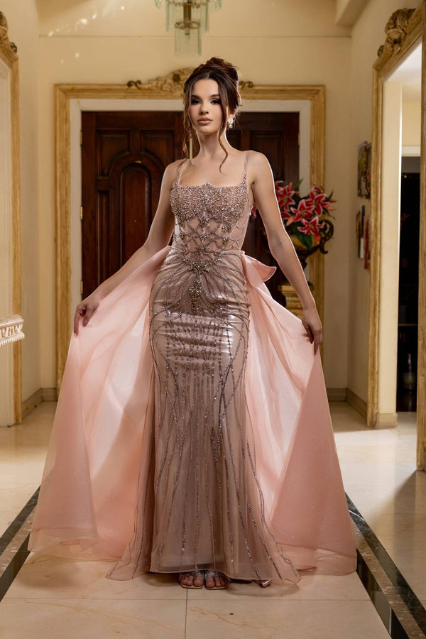 Scoop Floor-Length with Train Tulle Prom Mermaid Trumpet May Queen RQ8234