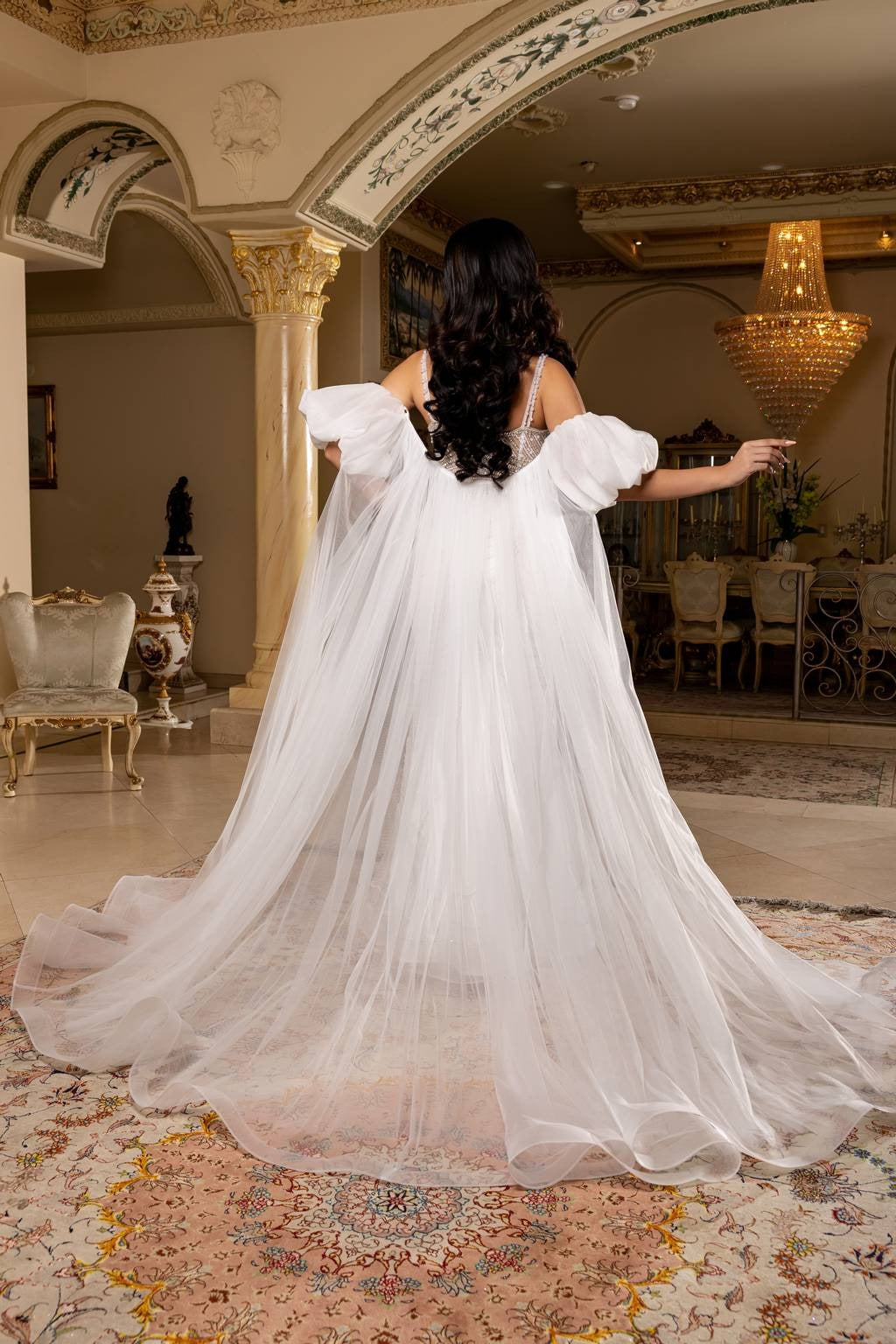 V-Neck Floor-Length Tulle Prom Sheath Column May Queen RQ8251
