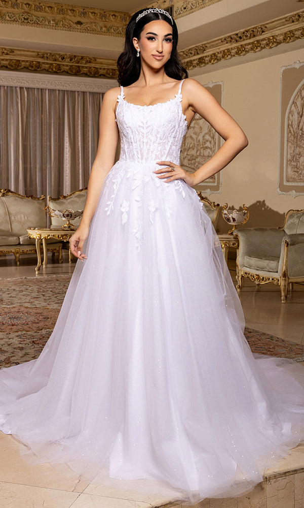 Scoop Floor-Length Tulle Bridal Dress Ball Gown May Queen RQ8273