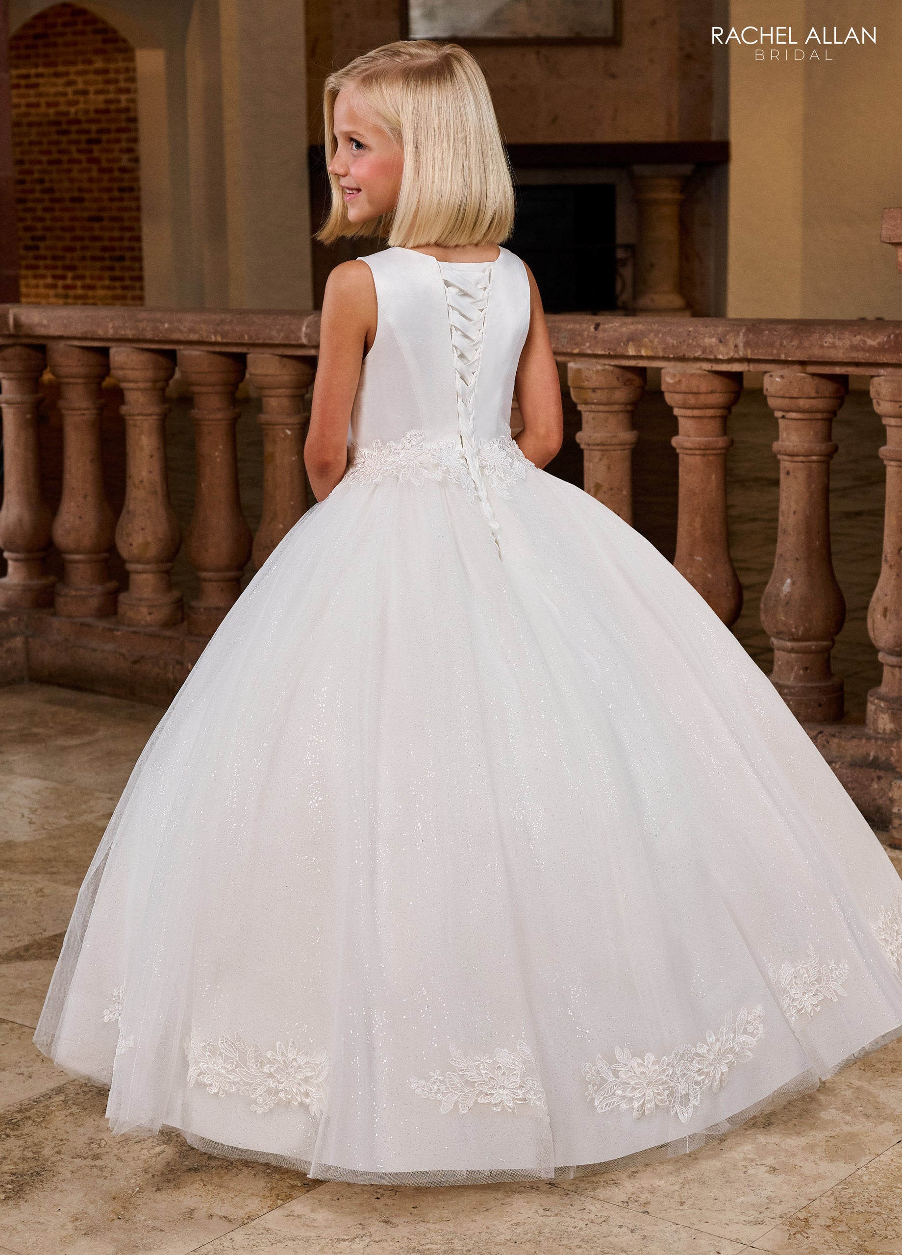 Rachel Allan RB9169 Flower Girl Long Ball Gown 3D Floral Glitter Dress