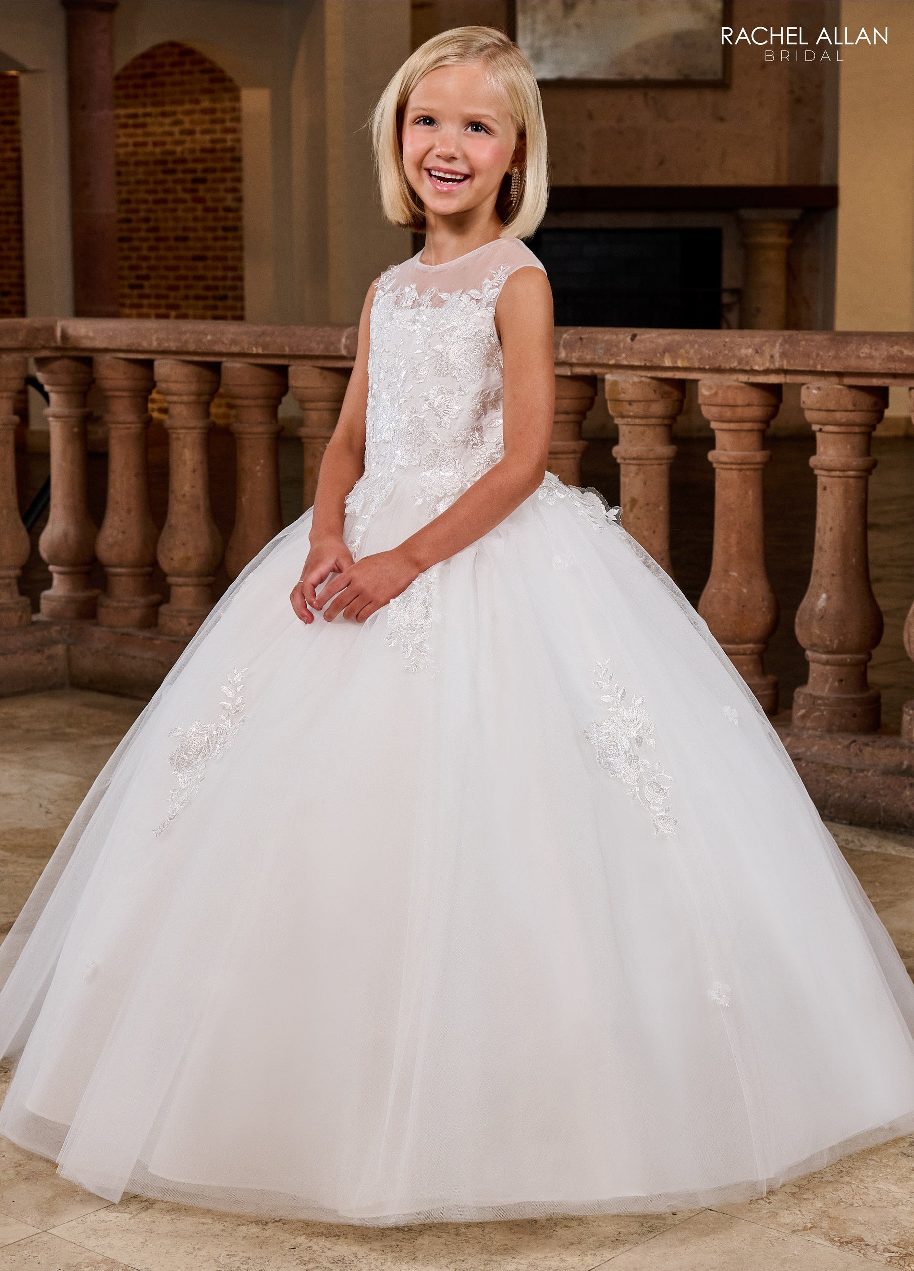 Rachel Allan RB9168 Ball Gown Lace Applique Flower Girl Long Dress