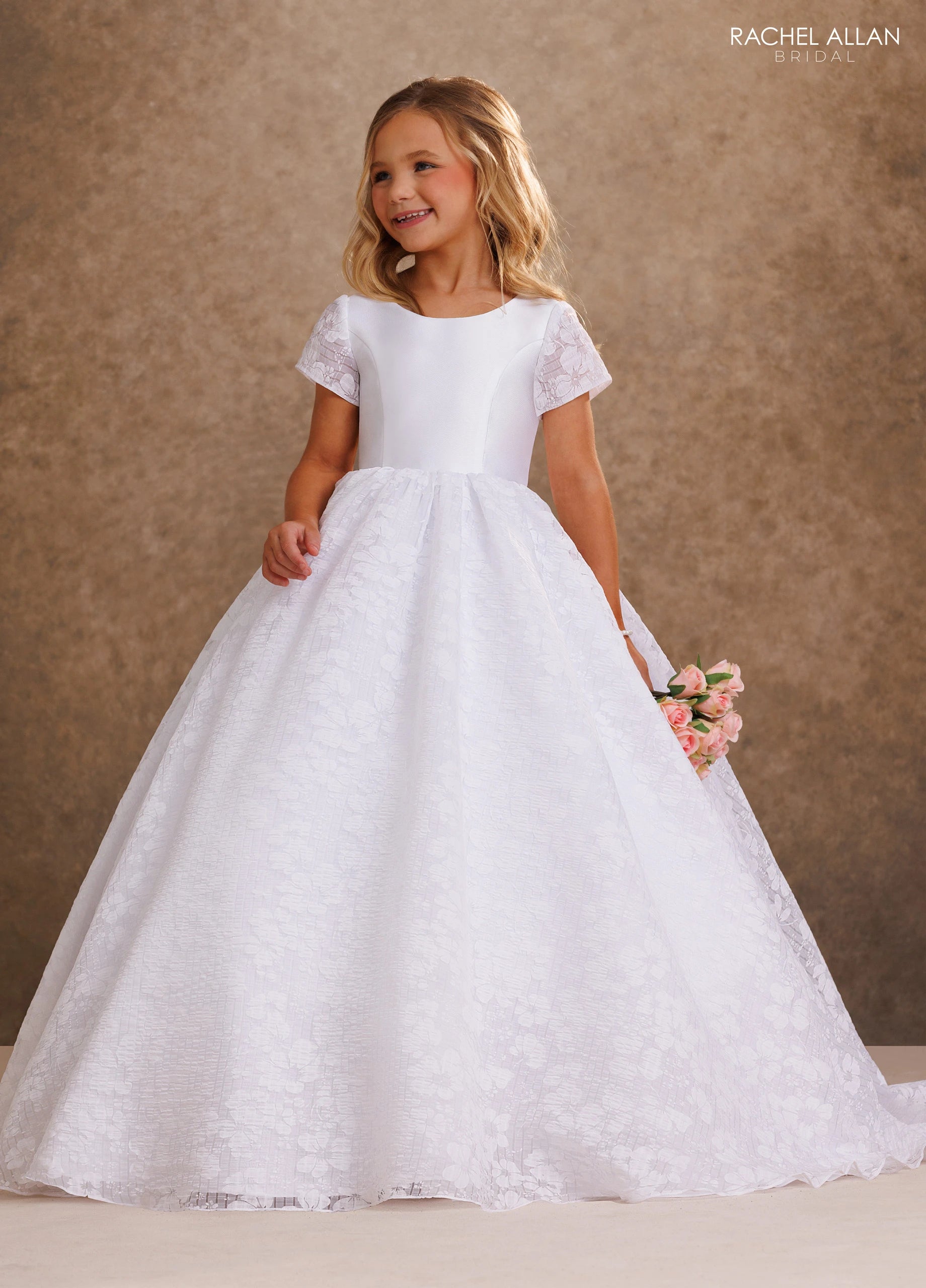 Scoop Floor-Length Lace Flower Girl Ball Gown Rachel Allan RB9208