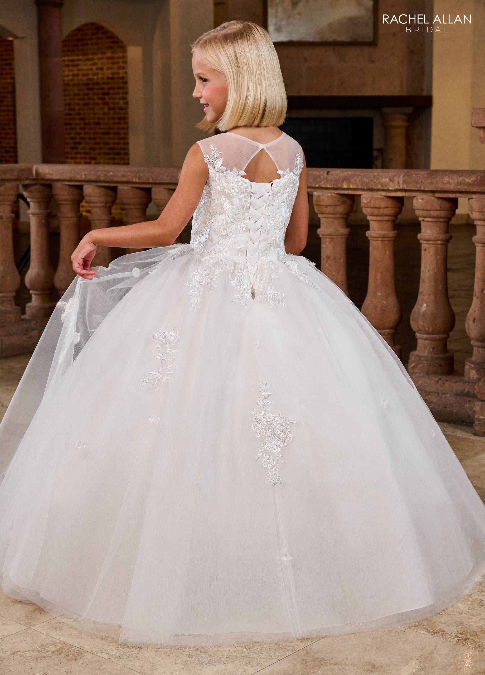 Rachel Allan RB9168 Ball Gown Lace Applique Flower Girl Long Dress