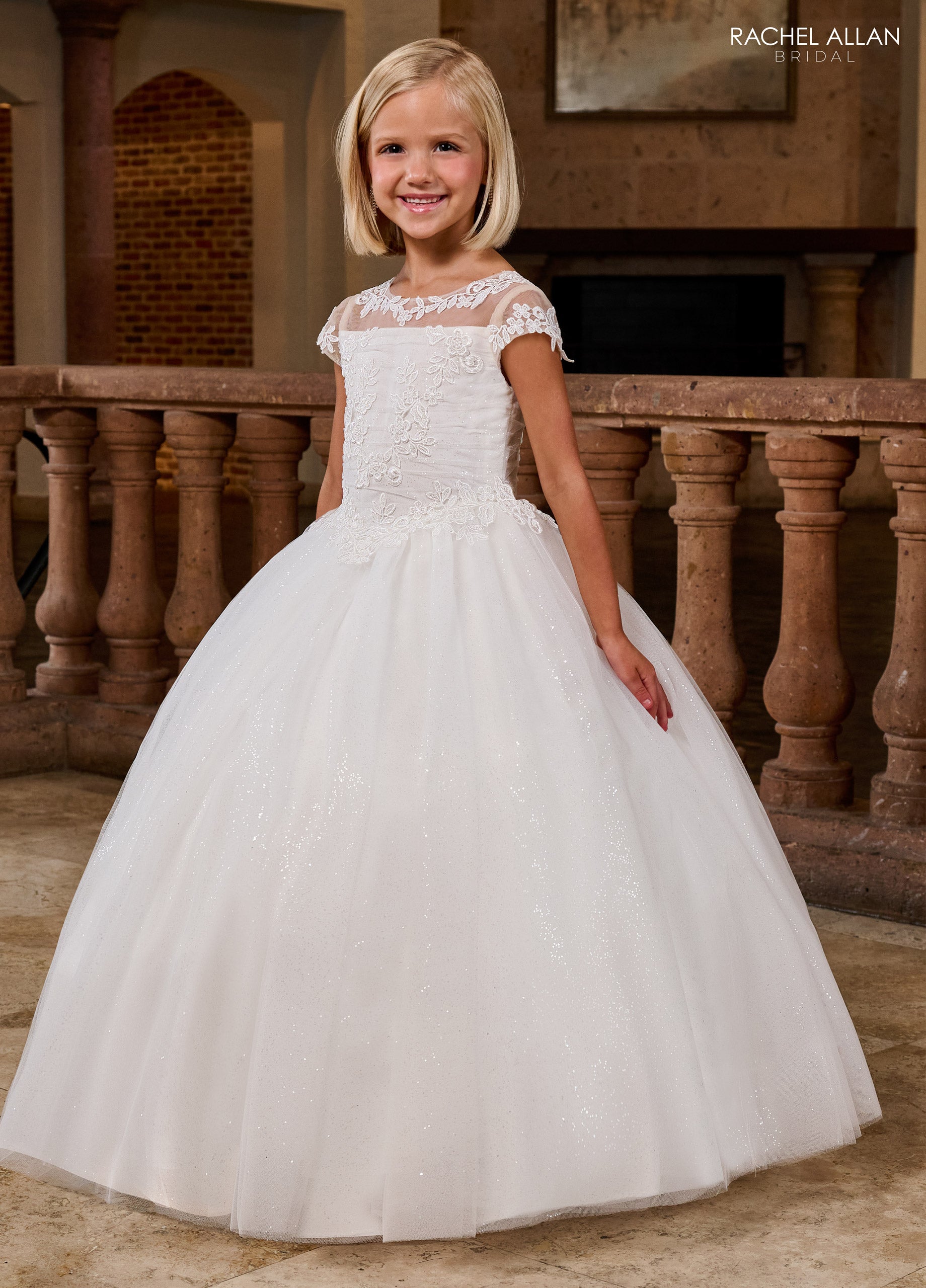 Rachel Allan RB9171 Flower Girl Long Ball Gown Glitter Applique Dress