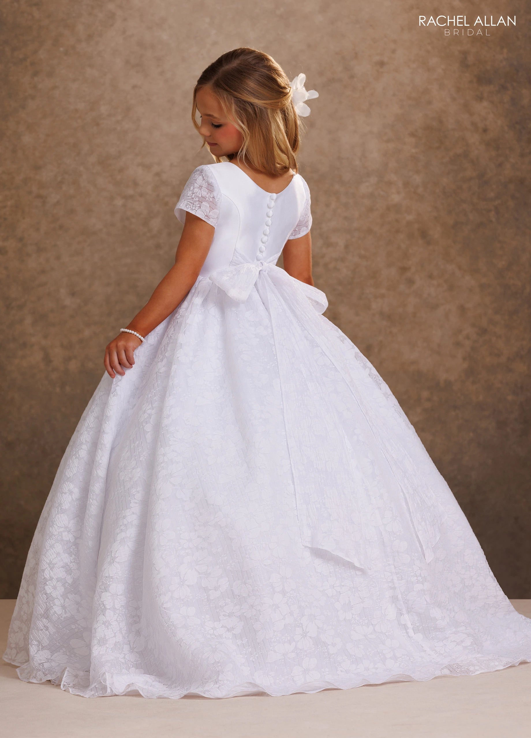 Scoop Floor-Length Lace Flower Girl Ball Gown Rachel Allan RB9208