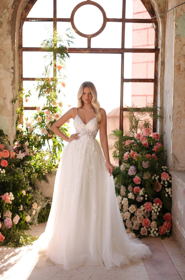 Floral Corset Long Ball Gown Bridal Wedding Dress Amarra 44021