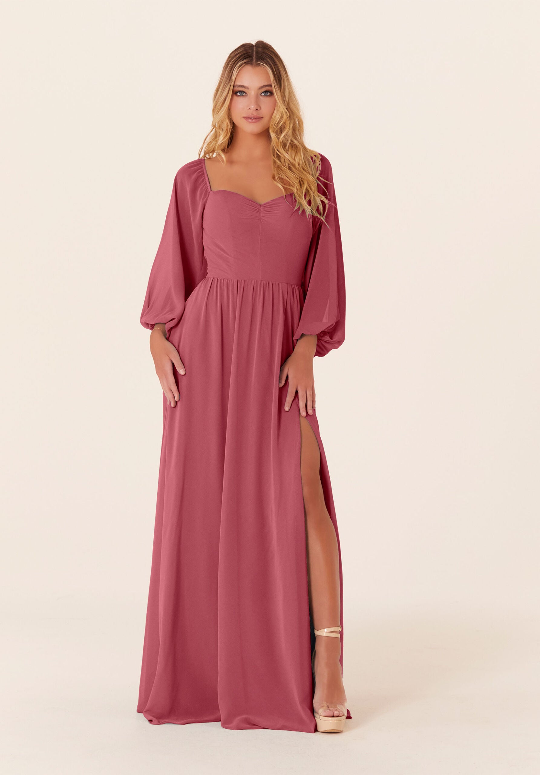 Mother of the Bride Dresses A Line Formal Long Mother of the Bride Dress Rosewood-Chiffon-21830-Pleated