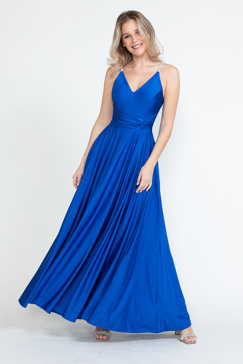 Formal Dresses A Line Formal Slit Long Prom Dress Lenovia 5275 Royal Blue-Satin-5275-A Line