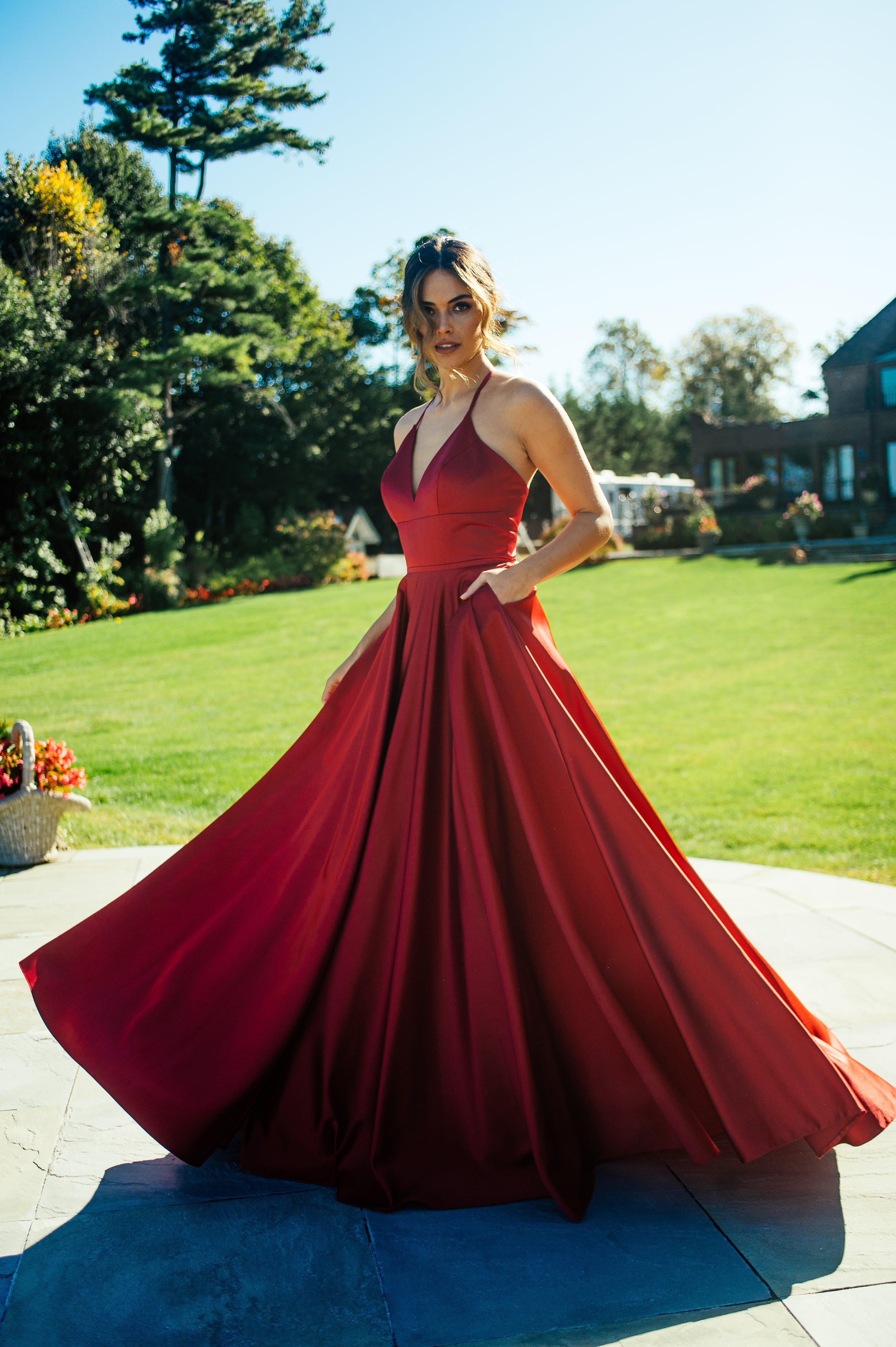 Prom Dress Long Bridesmaids Prom Ball Gown Ruby