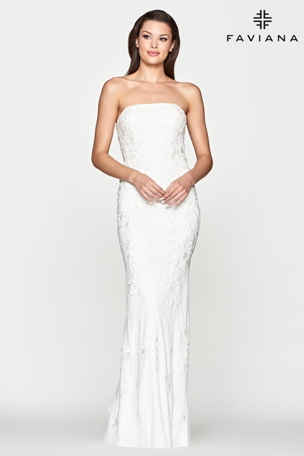 Faviana S10507 Long Simple Fitted  Lace Wedding Dress